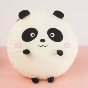 Wholesale Ecru-black round pillow PANDA