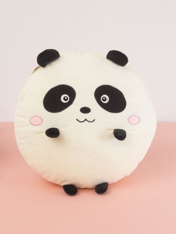 Wholesale Ecru-black round pillow PANDA