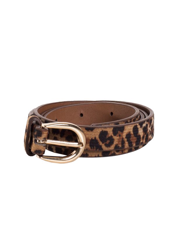 Wholesale Brown Slim Ladies Leopper Print Strap