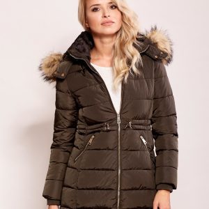 Wholesale Khaki Winter Hooded Jacket