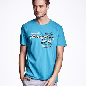 Wholesale Green men's t-shirt with lettering print in sports style