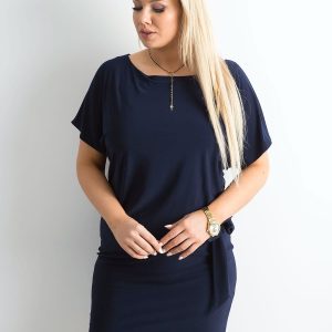 Wholesale Navy blue plus size dress with binding