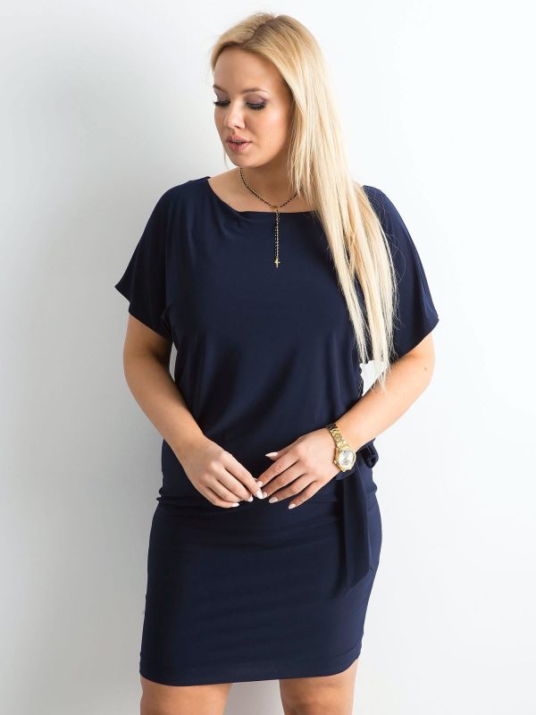 Wholesale Navy blue plus size dress with binding