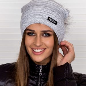 Wholesale Melange Striped Beanie Beanie Light Grey