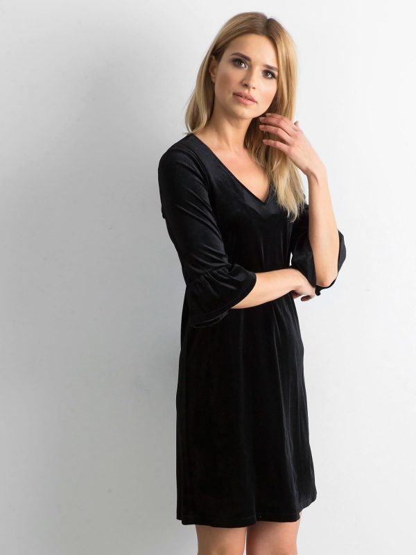 Wholesale Women's Black Velour Dress