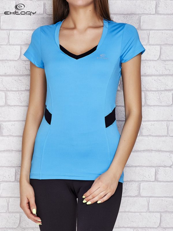 Wholesale Turquoise T-shirt with contrasting inserts PLUS SIZE