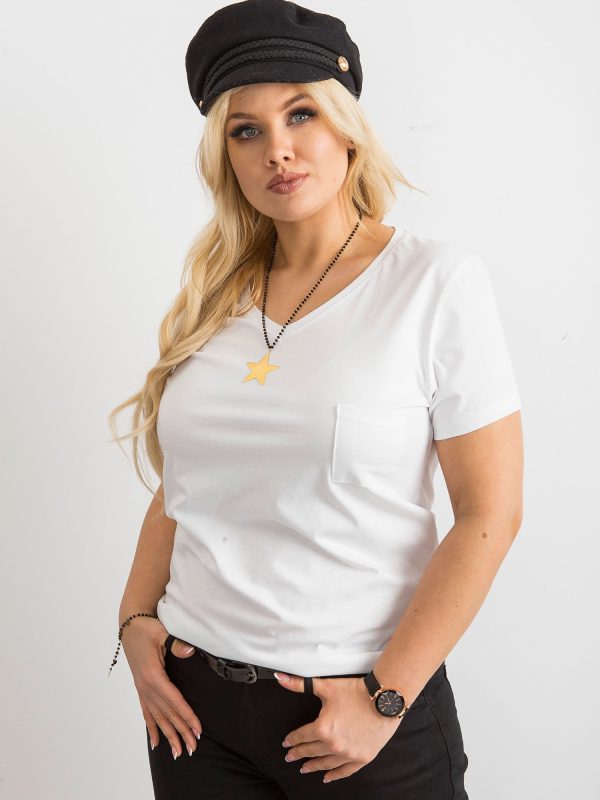 Wholesale White V-neck T-shirt PLUS SIZE