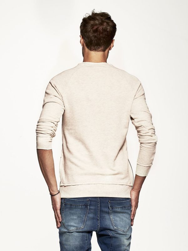 Wholesale Light beige men's sweatshirt with zippers