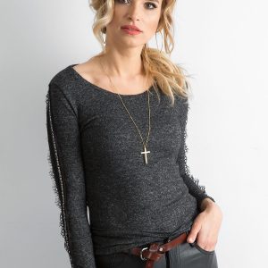 Wholesale Dark grey blouse with stripes