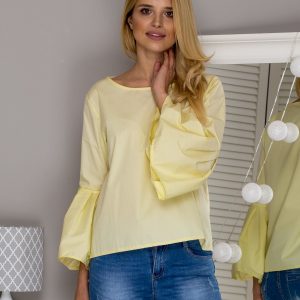 Wholesale Women's blouse with wide sleeves yellow