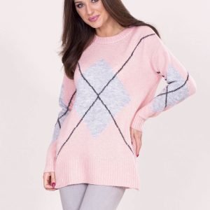 Wholesale Light pink jumper with diamonds