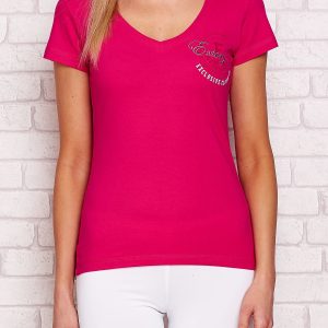 Wholesale Fuchsia T-shirt with sports strip