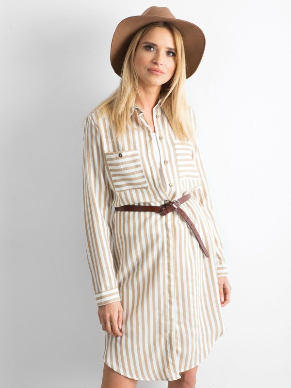 Wholesale Beige Striped Shirt Shirt