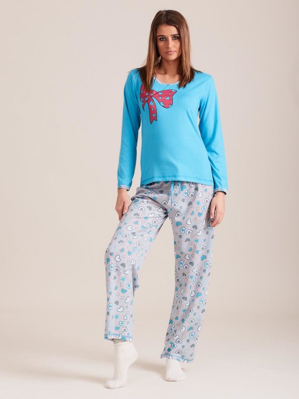 Wholesale Light Blue Printed Cotton Pyjamas