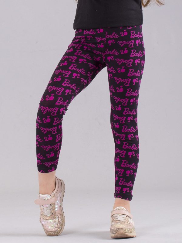 Wholesale Black and pink BARBIE print girl leggings