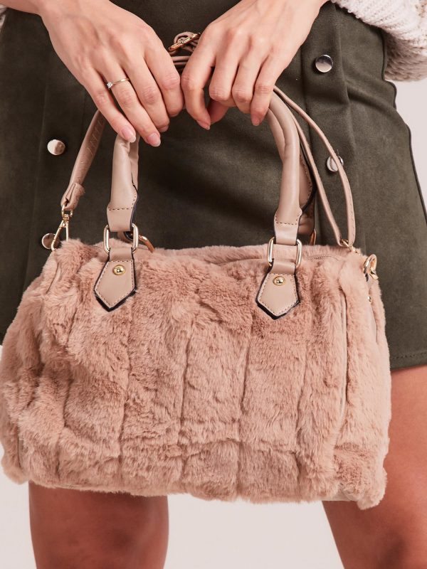 Wholesale Beige fur handbag