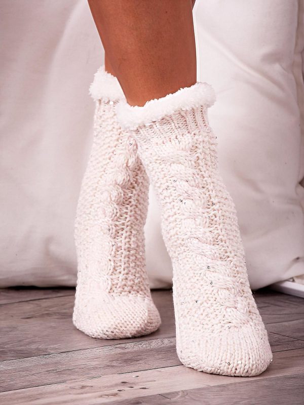 Wholesale Light pink knitted socks for the winter