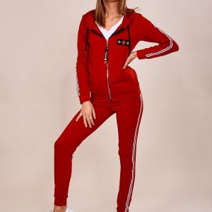 Wholesale Red sweatshirt set with stripes