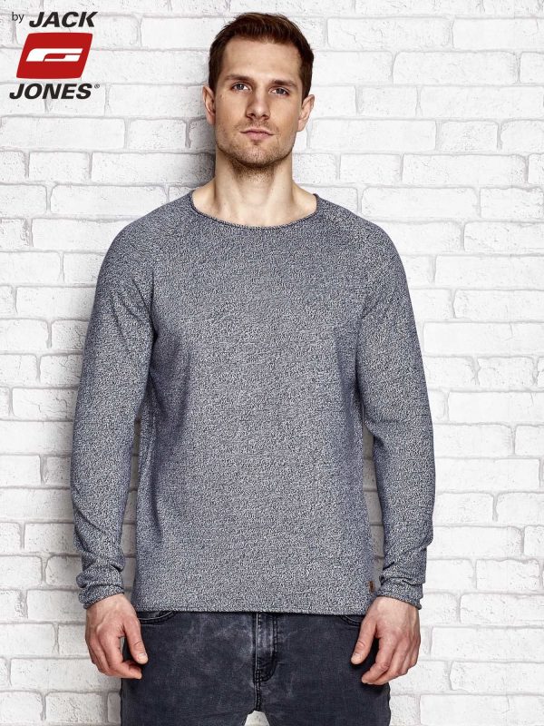 Wholesale Navy blue sweater men's melange pattern