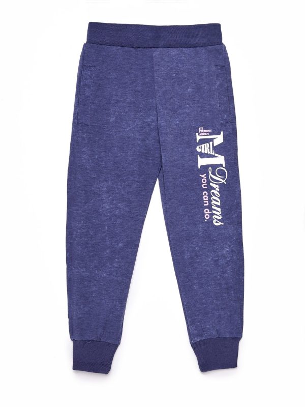 Wholesale Navy blue sweatpants for girl with print