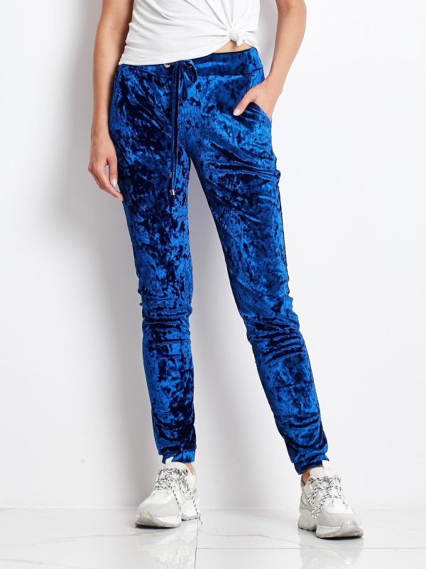 Wholesale Sweatpants blue with velor