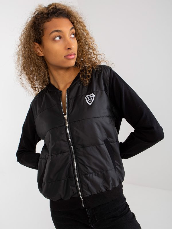 Wholesale Black quilted bomber jacket with pockets RUE PARIS