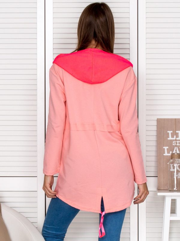 Wholesale Long sweatshirt with hoodie and pockets pink