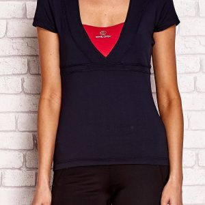 Wholesale Dark navy t-shirt with a cut on the back