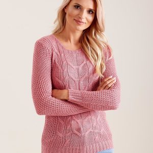 Wholesale Light pink knitted sweater with braids