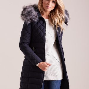 Wholesale Dark Blue Quilted Winter Jacket