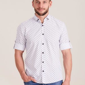 Wholesale Men's white shirt with fine patterns