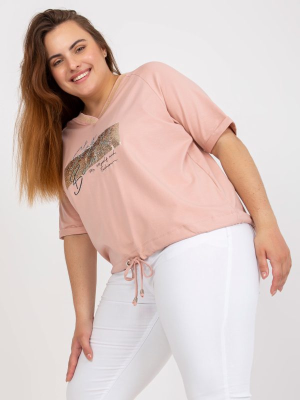 Wholesale Dirty pink plus size V-neck blouse