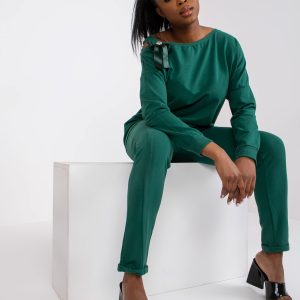 Wholesale Dark Green Casual Cotton Set