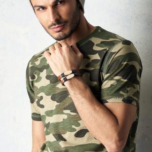 Wholesale Khaki Men's Camo Print T-Shirt