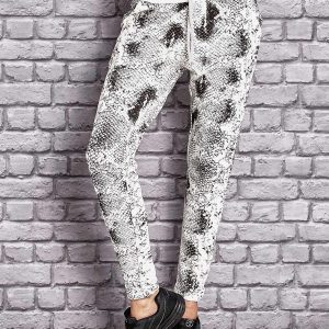 Wholesale Sweatpants with glitter applique and ecru print