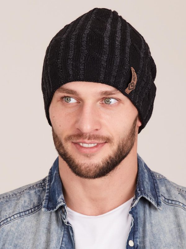 Wholesale Black Men's Winter Braid Hat