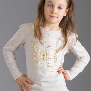 Wholesale Beige girl blouse with pearls