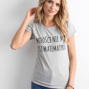 Wholesale Grey Women's T-Shirt with Lettering