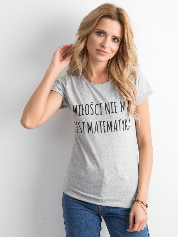 Wholesale Grey Women's T-Shirt with Lettering