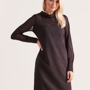 Wholesale Dress with stand-up collar black