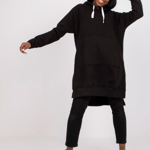 Wholesale Wioletta Cotton Hoodie Black Long Sweatshirt