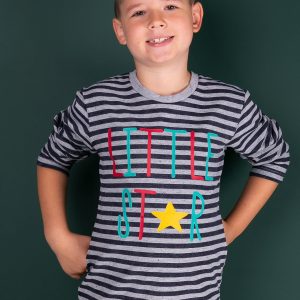 Wholesale Navy blue and gray blouse for a boy with an inscription