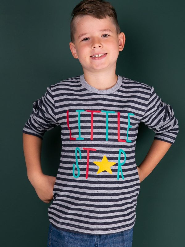 Wholesale Navy blue and gray blouse for a boy with an inscription