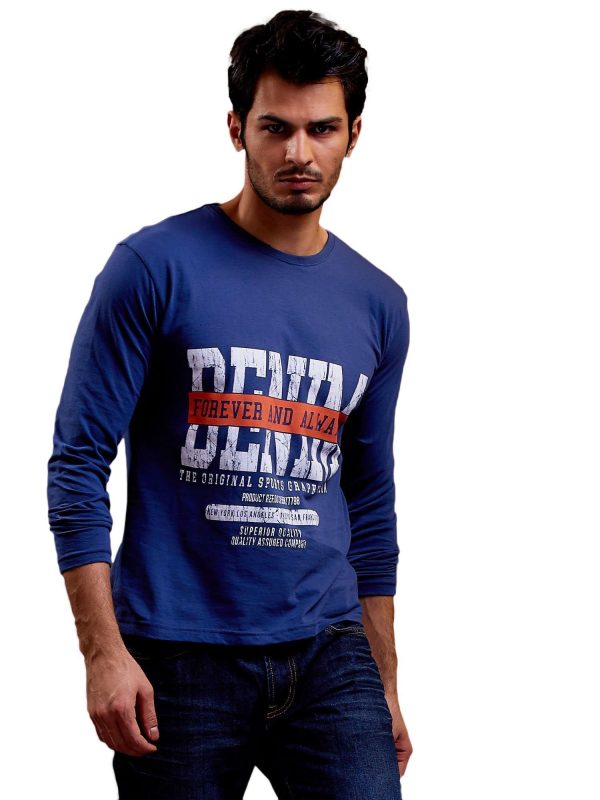 Wholesale Men's blouse with text print blue