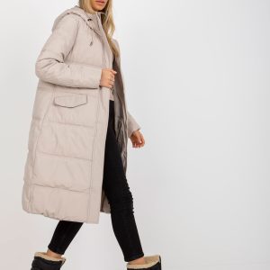 Wholesale Beige long quilted winter jacket