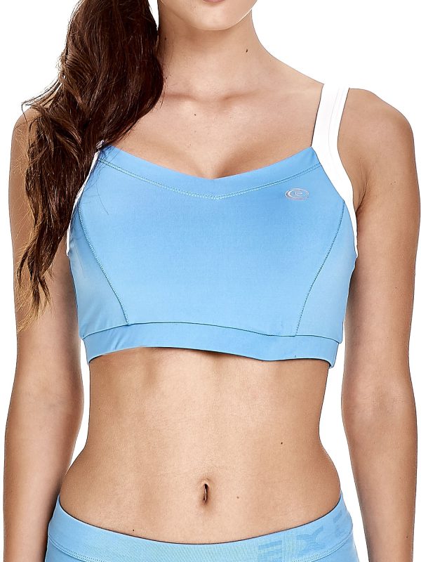 Wholesale Blue top sports bra on white straps