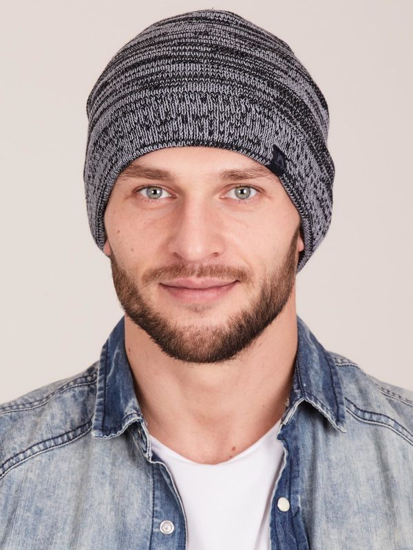 Wholesale Grey melange men's beanie hat