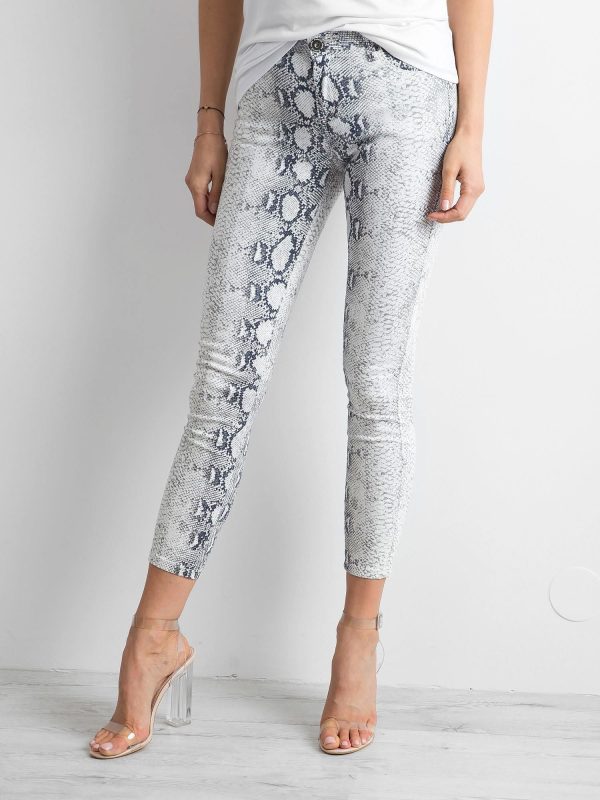 Wholesale White Snake Skin Jeans