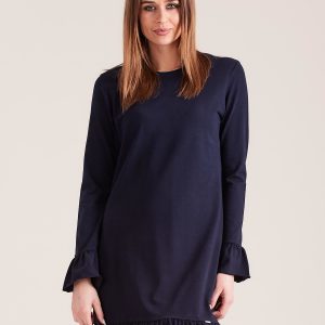 Wholesale Navy Blue Cotton Ruffle Dress