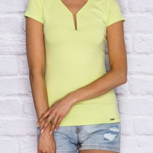 Wholesale Lime T-shirt with jewellery insert at the neckline